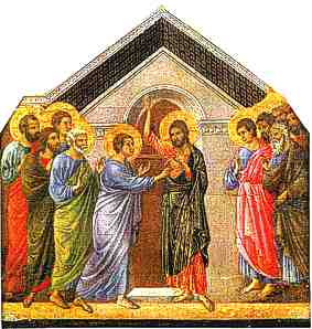 Duccio, L'incredulit di Tommaso, Storie di Cristo dopo la Resurrezione, Coronamento della Maest, Museo dell'Opera del Duomo, Siena