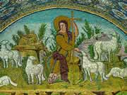 Ges buon pastore, mosaico, V secolo, Ravenna