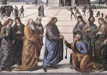 Pietro Perugino, La consegna delle chiavi (particolare) - Cappella Sistina - Roma