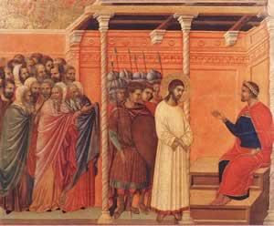 Duccio, Ges davanti a Pilato, Storie della vita pubblica di Cristo, Museo dell'opera del Duomo, Siena