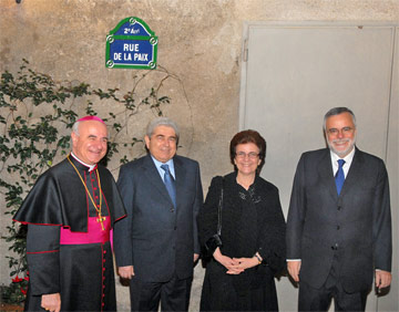 Mons. Vincenzo Paglia, Demetris Christofias (Presidente della Repubblica di Cipro), Elsi Christofia, Andrea Riccardi (fondatore della Comunità di Sant'Egidio)